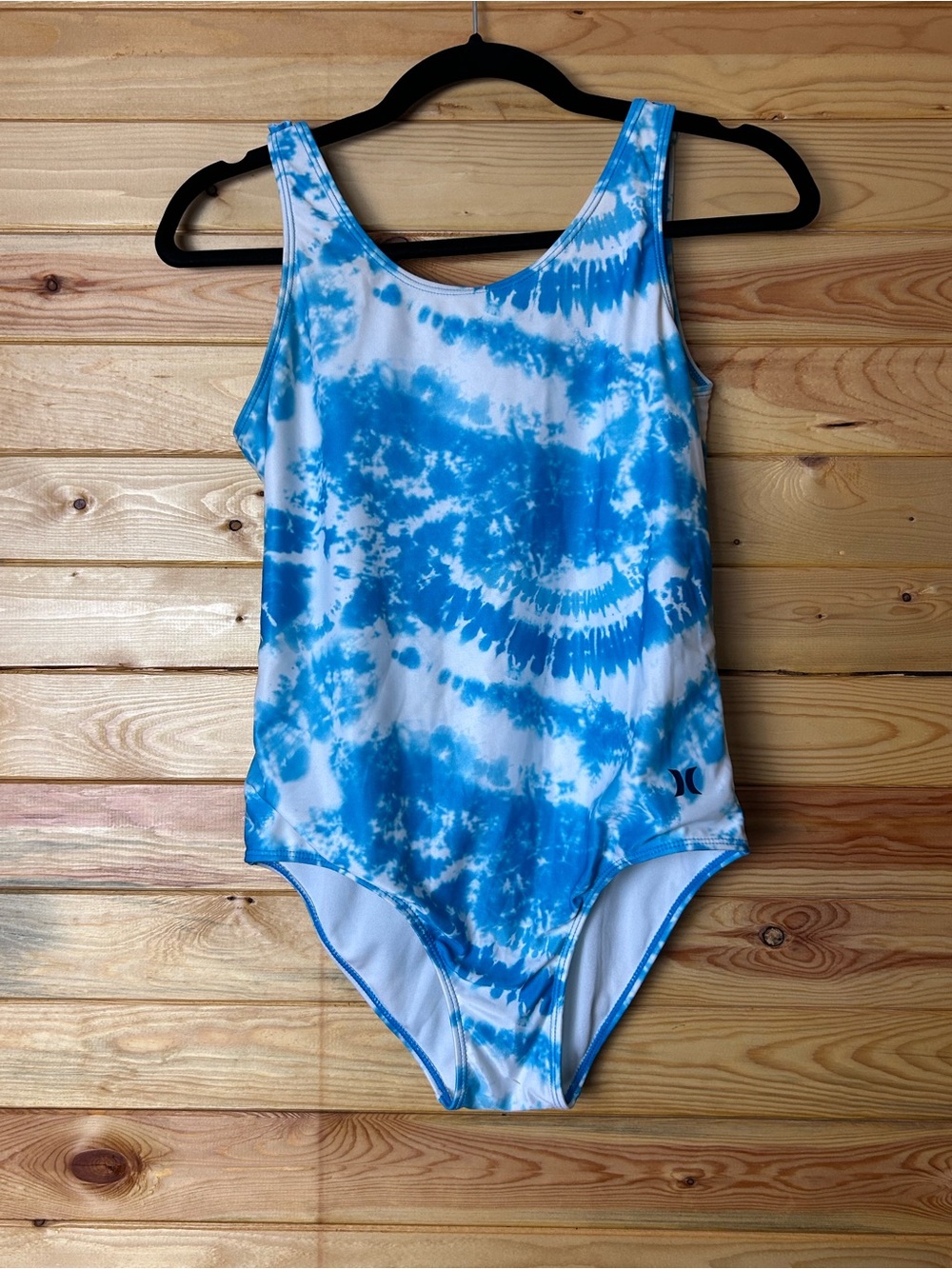 Hurley Blue and White Tie-Dye One-Piece Swimsuit